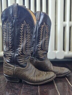 60s/ 70s Tony Lama Cowboy Boots Men’s 11D Brown Leather Western Pegged Sole